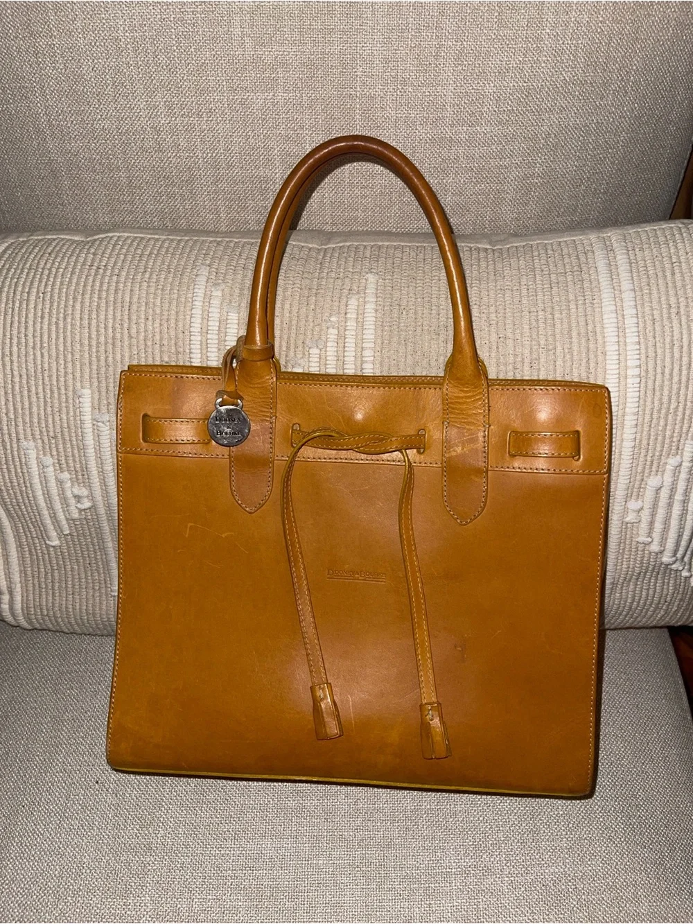 Leather Tote Bag in Caramel Brown - Classic Structured Carryall